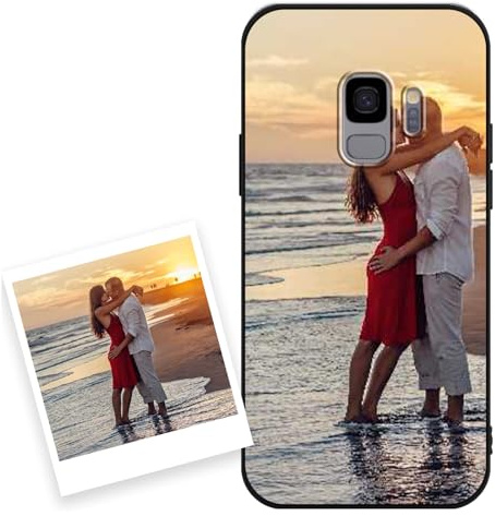 Coiwxmoi Personalisierte Handyhülle für Samsung Galaxy S9 5,8'', Personalisiert Hülle mit Eigenem Bild Foto Selbst Gestalten Schutzhülle, Individuelle Design Silikon Case für Samsung S9,Schwarz