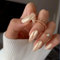 Chrome Glitter False Nails Almond, SXVME Chrome Press On Nails Medium, Glazed Gel Fake Nails Press on, Cute Glitter Acrylic Nails Medium, Natural Stick on Nails for Women Daily Wear, Champagne