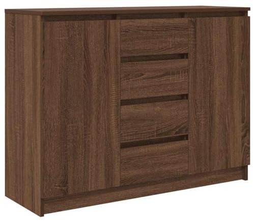 vidaXL Sideboard mit Schubladen Braun Eichen-Optik 100,5x35x76 cm, Kommode, Schrank, Flurschrank, Anrichte, Küchenschrank, Wohnzimmerschrank