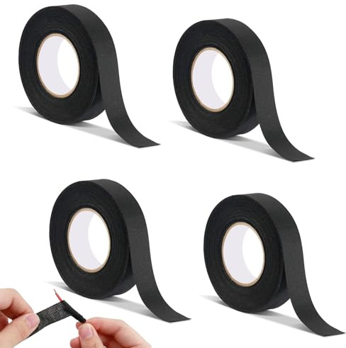 Yistoi 4 Stück Gewebeband, Isolierband aus Baumwolle, 19 mm X 15 m Textilklebeband Panzerklebeband, für Automobil- und Haushaltskabel, Schalldämmend und Geräuschmindernd, Flammhemmende Isolierung