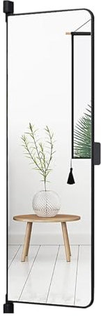 HZEPDVT Miroir de Toilette caché à Rabat intégré, Porte Plate, Miroir Pliant, Miroir Coulissant dans l'armoire, Plein écran HD, Peut pivoter à 180 °, Noir(120 * 35cm(47.24 * 13.78in))