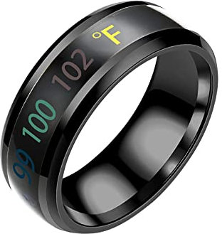 Generisch Temperaturanzeige Ring Ring Intelligente Paar Mode Körperliche Stimmungsringe Brieföffner Der Ringe (Black, 13)