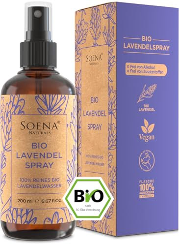LAVENDELSPRAY für Kopfkissen BIO - 200ml [BIO-ZERTIFIZIERT] 100% NATURREIN Aus Echtem Lavendel | 100% Natürlich - Ohne Zusatzstoffen & Frei von Alkohol - Bio Lavendelwasser