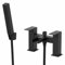 Architeckt® Dakota Bathroom Waterfall Bath Shower Mixer Tap Handset Hose Attachment Square Twin Lever Handle for Bathtub Modern, Black