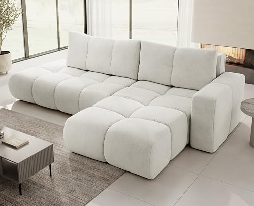 AXLIVING Ecksofa mit Schlaffunktion Hosio 288 cm breit in stilvollem Cremefarbton Rechts