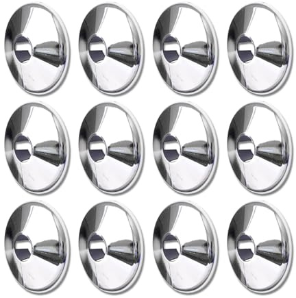 Marco Paul 12pc Radiator Pipe Covers Chrome - Long Lasting PVC Chrome Pipe Covers 15mm For Floor - Stylish Floor Rings For Laminate Carpet Vinyl - Easy To Install Snap On Pipe Collars 15mm