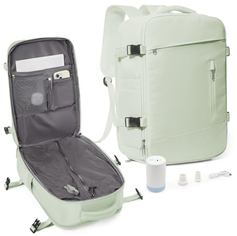 suradar Vakuum Rucksack Handgepäck Vacpack, Vacuum Backpack Travel Airbag Rucksack mit Vakuumsystem für Easyjet Handgepäck 45x36x20 für Flugzeug Reiserucksack Vakuum Herren Damen Mintgrün