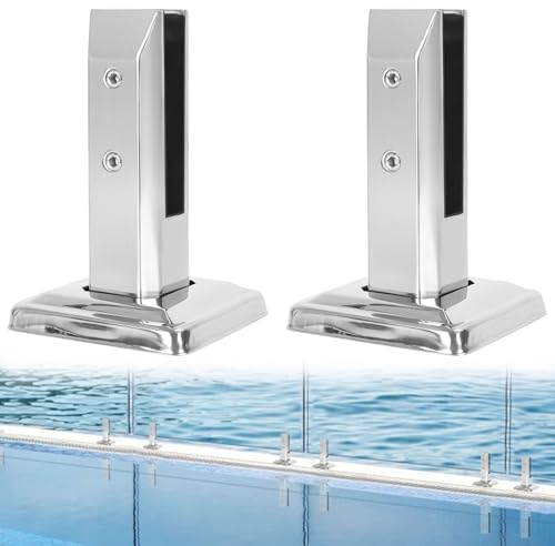 OUUTMEE Stehende Glasklemme，2PCS Große Glasklemme aus 304 Edelstahl, Mattiert，Glashalter für Treppen, Halterung für Glas, Zaun, Pool, Glas für Handläufe, Balkon, Treppengeländer, H168mm