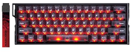 MADLIONS MAD Light 60HE Mechanische Gaming-Tastatur, 60 % Hot-Swap-fähig, benutzerdefinierter Schalter, Aluminium-Tastatur, kabelgebunden, RGB-Hintergrundbeleuchtung für PC/Laptop (schwarz)
