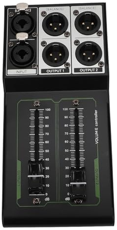 Ejoyous Lautstärkeregler für Passive Boxen, 1 in 2 Out Passiver Studiocontroller Passiver Lautsprecher Stereo Controller, für Studio Heim Soundsysteme