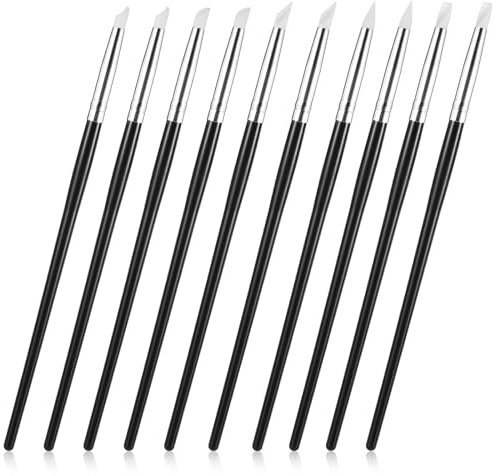 LXUEJIE Lot de 10 pinceaux en silicone pour peinture - Pinceaux en caoutchouc - Outils de poterie - Pinceaux en silicone - Pour la modélisation, la peinture, le bricolage, la sculpture, les ongles