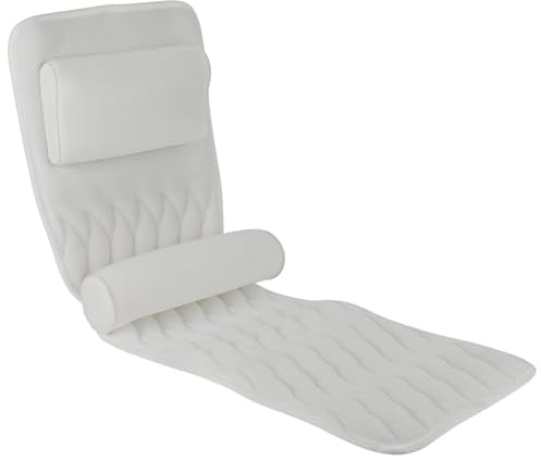 Badewannenkissen Ganzkörper, Badewannenmatte mit Kopfstütze & Saugnäpfen | 3D Air Mesh Badekissen für Hals, Nacken, Rücken, 125x40cm, Atmungsaktiv & Schnelltrocknend, für Badewanne