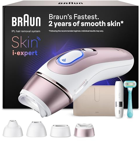 Braun Smart IPL Geräte Haarentfernung Skin i·expert 7, PL7442, Rosegold | Alternative Laser Haarentfernung, Dauerhafte Haarentfernung, Inkl. Etui, Mini-Rasierer, Gillette Venus Rasierer, 4 Aufsätze