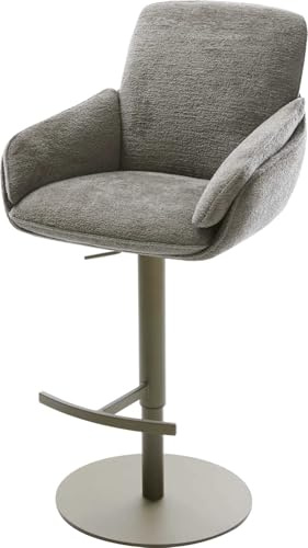 DELIFE Barstuhl Luan-Flex Drehfuß höhenverstellbar Metall Titanfarben Bouclé Soft Schlamm