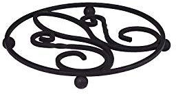 Spectrum Diversified Patrice, hitzebeständiger Stahl-Esszimmerschutz, klassischer Metall-Untersetzer, hält heiße Töpfe und Gusseisen-Kochgeschirr, Fleur de Lis, Küchendekoration, Schwarz