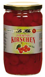 Le Klu Cocktail-Kirschen, rot mit Stiel, 750g