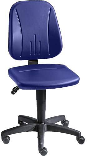 bimos | Arbeitsdrehstuhl | mit Gasfeder-Höhenverstellung | Kunstlederbezug | blau | mit Rollen