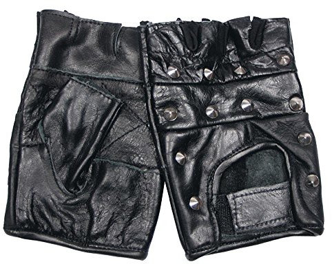 MFH Lederhandschuhe ohne Finger mit Nieten besetzt, Farbe: schwarz, Größe: XXL