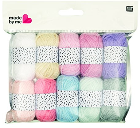 Rico Design 10 Mini-Knäuel Pastellwolle, 10 x 10 g