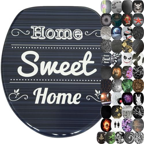 Sanilo WC Sitz mit Absenkautomatik, viele schöne schwarze Toilettendeckel zur Auswahl, hochwertige und stabile Qualität aus Holz (Home Sweet Home)