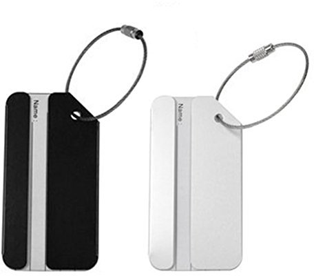 NUOLUX 2 Stück Kofferanhänger Gepäckanhänger Koffer-Tags (Schwarz + Silber)