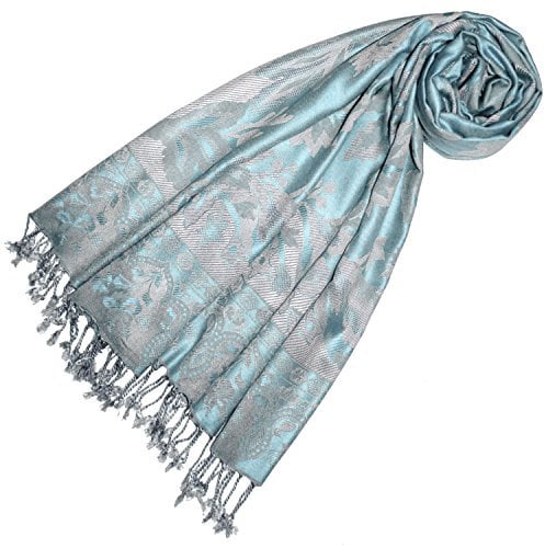 Lorenzo Cana Marken Pashmina Damenschal Schaltuch Stola Umschlagtuch Naturfaser opulentes Muster in harmonischen Farben mit Fransen 70 cm x 200 cm