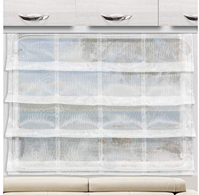 SeGaTeX home fashion Raffrollo Raffstore MAILIN Sekt 70 cm hoch | 4 Feste Falten | Fertiggardine für Caravan Wohnwagen | incl. PVC Flachprofil
