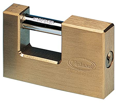 Lucchetto corazzato per saracinesca in ottone massiccio 60MM dim 77X50X16,5mm METALPLUS