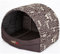 millybo Hundehütte Hundehöhle Hundebett Hundehaus S-XL (R4 (60 x 49 cm), braun mit Muster (Print))