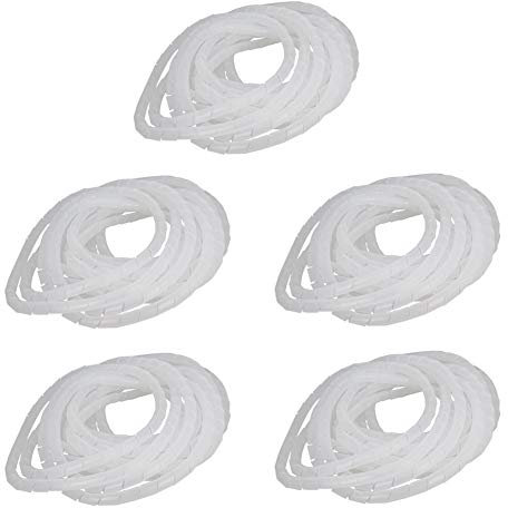 Othmro Tube Computer Manage Cord Cable Wire Spiral Wrap White 12mm 5pcs 7.5M Length