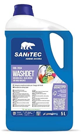SANITEC igiene sicura Washdet - Detergente Liquido per Bucato a Mano e in Lavatrice - Bianchi e Colorati - Orchidea Blu - 5,1 kg