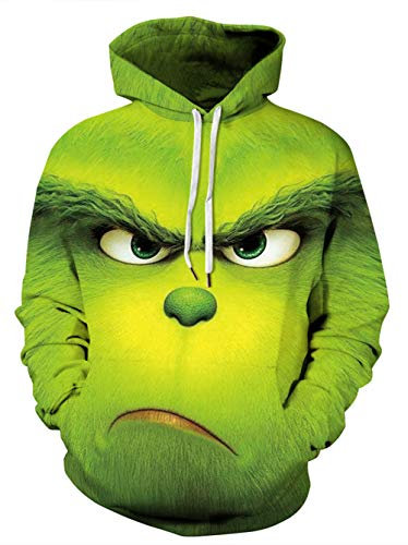 HUASON Unisex 3D Druck Hoodie Weihnachten Kapuzenpullover Bedruckt mit Rudolph Reindeer Schneemann Pullover für Herren und Damen(M)