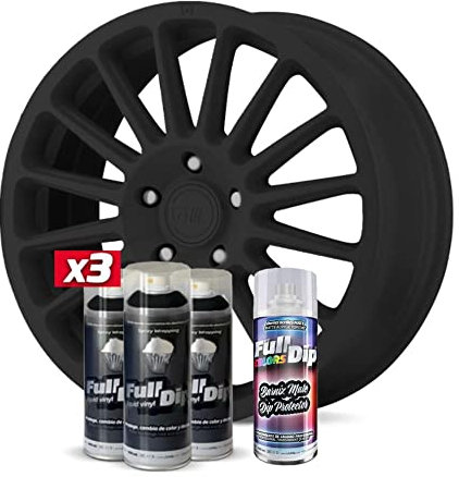Pack Llantas 3 Sprays Full Dip Negro con Proteccion Mate - 400 ml Unidad
