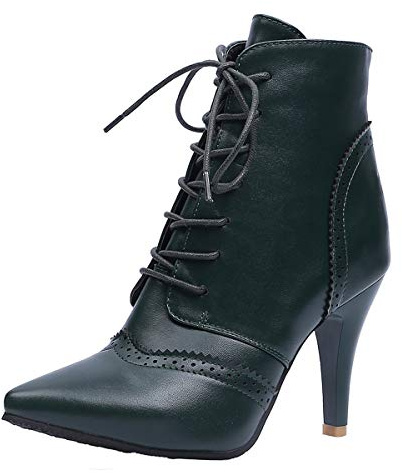 CHICMARK Damen Elegante Schnürstiefeletten mit Kitten Heels und Spitzer Spitze