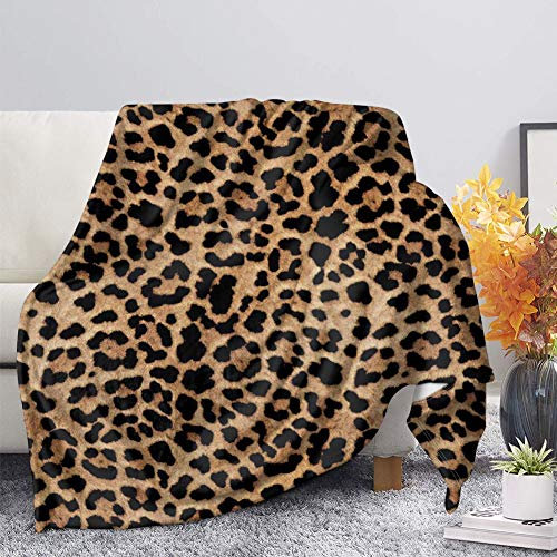 Woisttop Strapazierfähige, weiche, gemütliche Decke mit Leopardenmuster, warm, flauschig, Plüsch-Überwurf, Decke für Sofa, Bett, Couch, als Heimdekoration