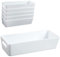 6x Ordnungsboxen - 6 cm hoch - WEIß - 25x10x6cm - 1 Liter - Ordnungskorb - Schubladenorganizer Schublade - Organizerbox - Ordnungssystem Kunststoff - Aufbewahrung Bad Korb Schrank Schreibtisch Kiste