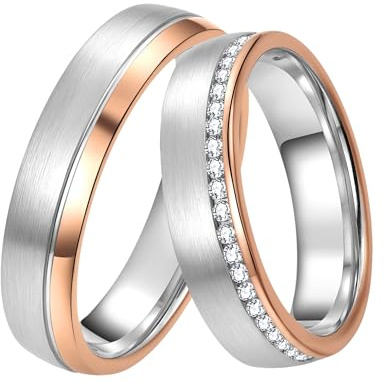 DOOSTI Partnerring/Trauring BICOLOR 925/- Silber (Herrenring, 62 (19.7))