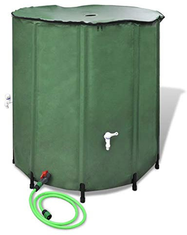 Tidyard Regentonne faltbar, Regenwassertank PVC, Regenfass Wassertank Regenwasserfass Grün 500L