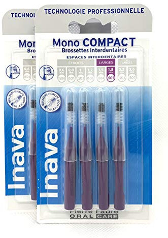 LOT de 2 - Inava - Brossettes Interdentaires 1.8mm Violet X4 Mono Compact