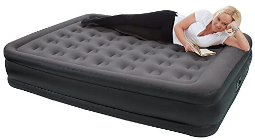 NET TOYS Hochwertiges Luftbett selbstaufblasend für 2 Personen - Schwarz 203 x 157 x 47 cm - Schönes Premium-Reisebett Gästebett aufblasbar - Perfekt geeignet für Zu Hause & Outdoor