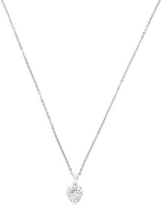 Amor Kette mit Anhänger 925 Sterling Silber Damen Halsschmuck, mit Zirkonia synth., 45 cm, Silber, Herz, Kommt in Schmuck Geschenk Box, 2023040