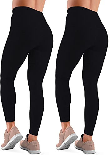 Love My Fashions® Fleece Lined Leggings for Women UK 2 Pack High Waisted Tummy Control Soft Thermal Gym Yoga Workout Pants Black