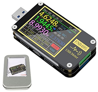 USB Tester USB Spannungsmesser, FNB48 PD Trigger Voltmeter USB 3.0 Spannungs- und Stromtester DC 4-24V 6.5A USB C Multimeter PPS Schnellladeprotokoll Kapazitätstester