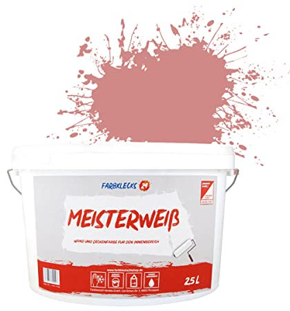 Farbklecks24 Meisterweiß Color, Wandfarbe Rot 3-2 (2,5L),(versch. Farben),hohe Deckkraft…