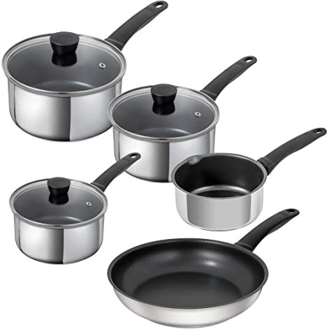 Kuhn Rikon Classic 5-Piece Non-Stick Mixed Cookware Set. 3 x Saucepans (16cm, 18cm & 20cm), 1 x Milk Pan (16cm) and 1 x Frying Pan (24cm). Oven Safe to 220 Degrees Celsius. Designed in Switzerland