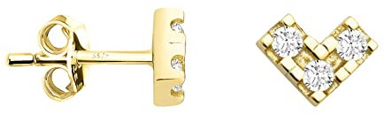 SOFIA MILANI - Damen Ohrringe 925 Silber - vergoldet/golden & mit Zirkonia Steinen - Dreieck Ohrstecker - E1387