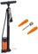 Relaxdays Standpumpe, Manometer, Doppelpumpkopf, 3 Aufsätze, Hochdruck Universalluftpumpe, alle Ventile, schwarz-orange, 1 Stück