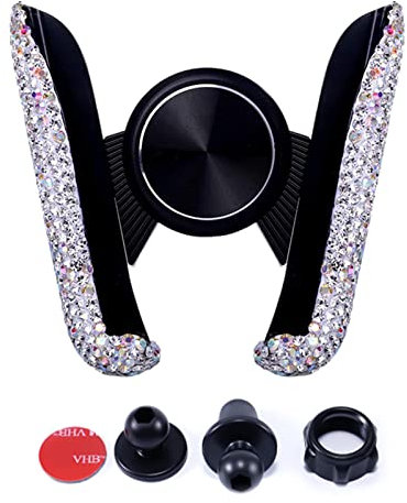 Handyhalterung Auto Bling Bling Glitzer Handyhalterung Auto Universal Kristall Handyhalter Für Auto 360 Grad Handy halterung Auto Für Auto Armaturenbretter Und Auto Lüftung (weiß)