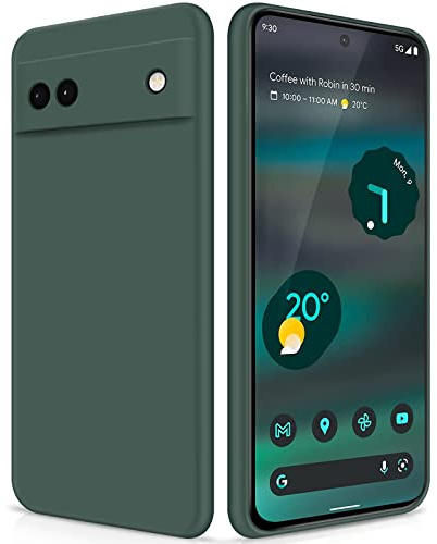 GiiYoon Hülle für Google Pixel 6A, grün | Silicone Case, Seidig Weiches Gefühl, Stoßschutz, Kratzfest, Mikrofaser-Innenfutter
