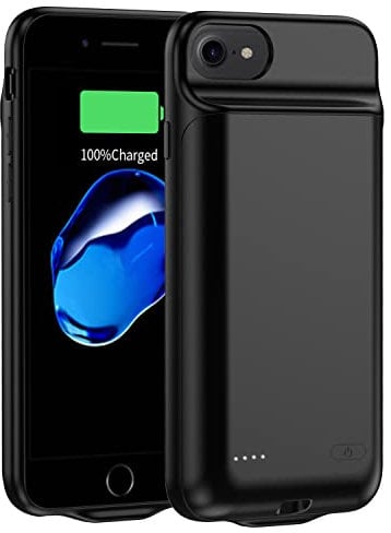 MIGAFEI iPhone 8/7/6s/6/SE 2020 battery case, 6800mAh ultra-thin protective charging case, portable rechargeable expandable battery charger Black